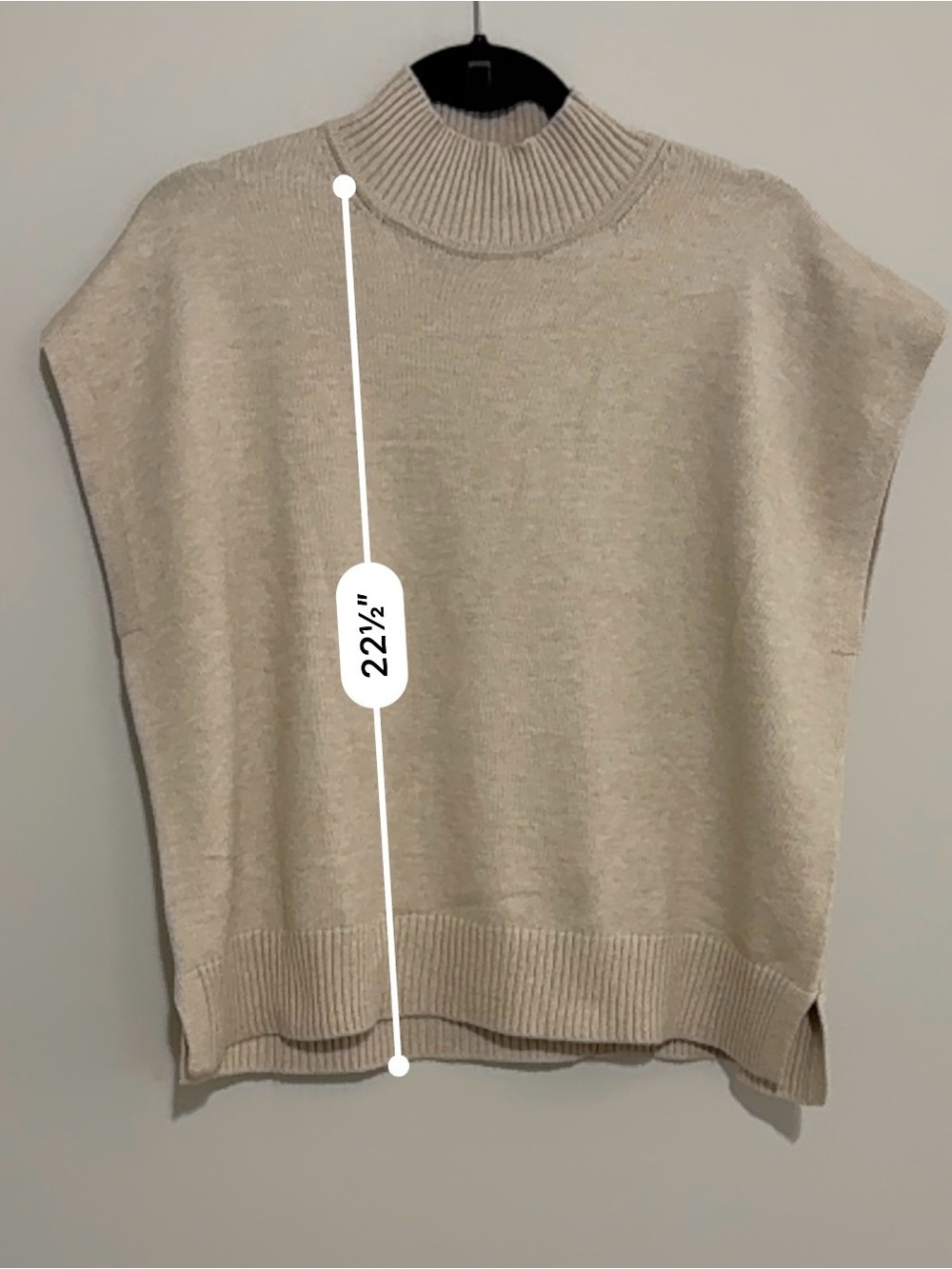 Max Studio Beige Mock Neck Sweater Vest Cap Sleeve Knit Top Quiet Luxury - Picture 6 of 8